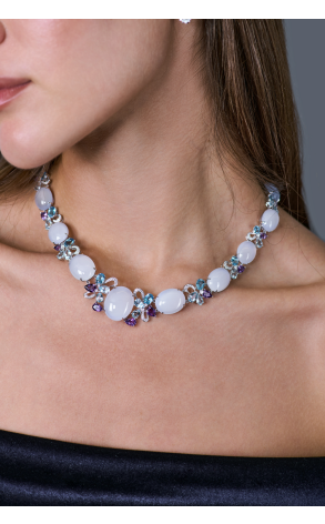 Колье Oro Vitchenza Jewellery Louna Stone & Diamonds & Multigemstone & White Gold (40410) №3