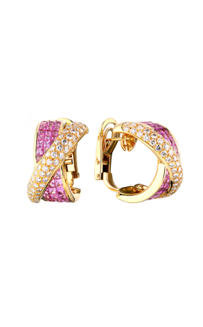 Серьги Adler Pink Sapphire & Round Diamonds & Yellow Gold (40185)