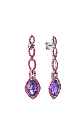 Серьги  Amethist & Topaz & White Gold (43575)