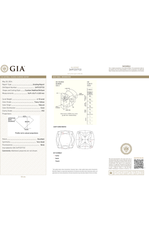 Пусеты GIA Cushion Diamond 4,10 - 4,02 ct Fancy Yellow/VS1-VS2 (GIA) (41868) №3