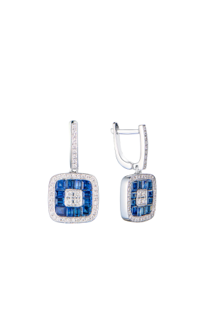 Серьги Sifani White Gold & Diamonds & Sapphires (43816)