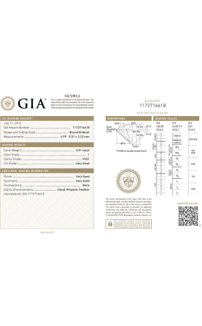 Пусеты GIA 0,50 ct I/VS2 - 0.51 ct I/VVS1 White Gold (36582) №4