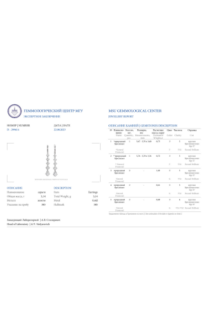 Серьги ЭПЛ Якутские Бриллианты 3,87 сt D/VS1 GIA Round Diamonds (37146) №4