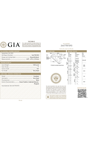 Пусеты GIA 0.50 CT F/VS1 - 0.50 CT F/VS1 WHITE GOLD (37729) №3