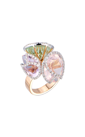 Кольцо  Moving Multi-Gemstone & Rose Gold (42327)