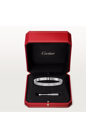 Браслет  в стиле Cartier Love Classic Model , Paved, White Gold (42307) №2