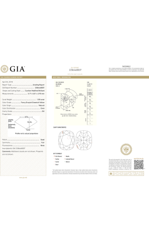 Кольцо GIA 1,00 ct Fancy Grayish Greenish Yellow/SI2 Cushion Cut & White Gold (43836) №2
