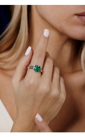 Кольцо  Natural Emerald 3.19 ct Vivid Green/VS & Diamonds 1.25 ct (37502) №4