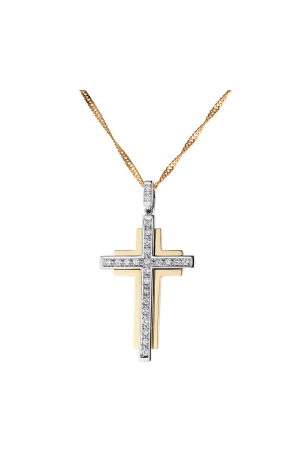 Крест  Yellow & White Gold & 0.15 ct Diamonds (41114)
