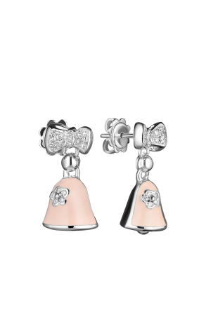 Серьги Aaron Basha Pink Enamel Bell & Diamond Bow (37119)