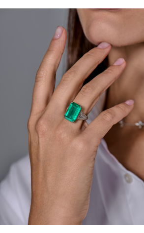 Кольцо  COLOMBIA EMERALD 7,8 ct Intense Bluish Green/I1 (43407) №4