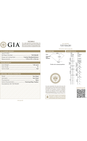Пусеты GIA 1,02 ct N/VS2 - 1,06 ct K/I1 Cushion Diamonds (37856) №2