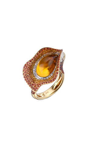 Кольцо  Yellow Gold & Diamond & Сitrine (40705)