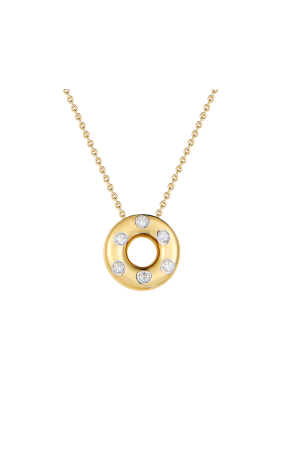 Подвеска Tiffany & Co Vintage Etoile Yellow Gold & Platinum Diamond Open Circle Pendant Donut Charm (42876)