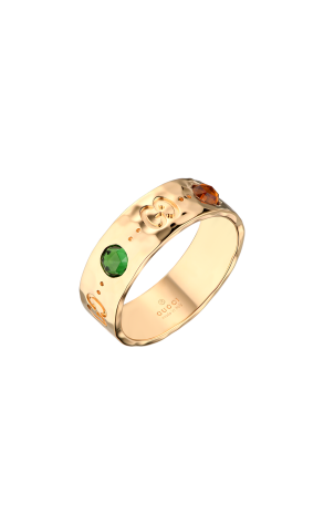 Кольцо Gucci Icon Yellow Gold & 4 Colored Stones & Hammered Finish (40974)