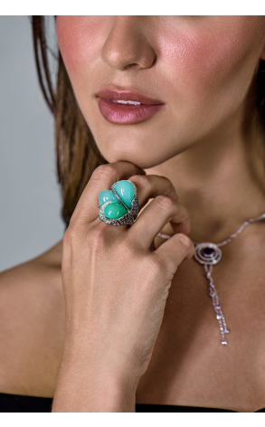 Кольцо  Chalcedony & Diamonds & Amethyst in White Gold (42669) №3