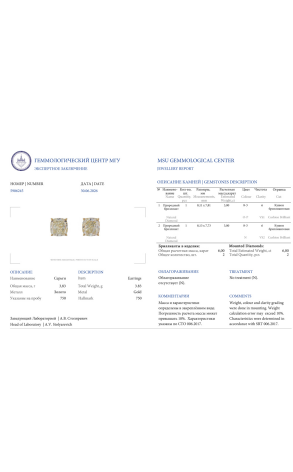 Пусеты Yanush Gioielli 3,00 - 3,00 ct O-P/VS1-VS2 Cushion Diamond (43146) №2