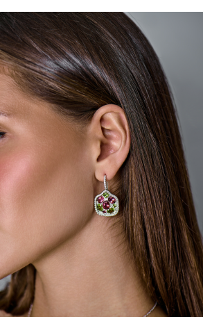 Серьги Hour Passion Jewellery White Gold & Tourmaline & Peridot & Diamond (42450) №2