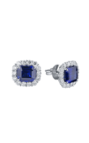 Серьги Maximilian Maximillian 2 Natural Sapphires 3.74/3.65 ct Vivid Blie Madagascar Earrings (35759)