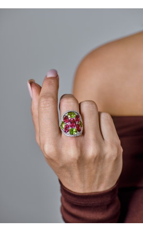 Кольцо Hour Passion Jewellery White Gold & Tourmaline & Peridot & Diamond (42472) №3