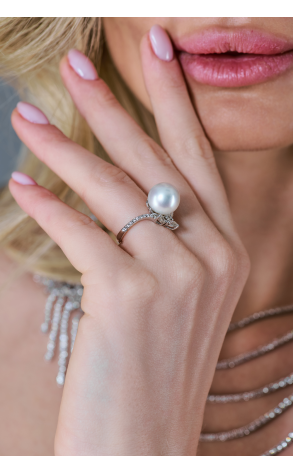 Кольцо  11,6 mm Sea Pearl & Diamonds (40073) №2