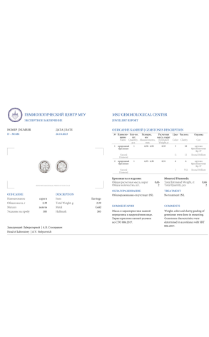 Пусеты RalfDiamonds 0.35 ct G/I2 - 0.31 ct I/VS2 White Gold RDE (37314) №2