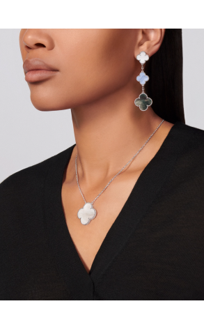 Серьги Van Cleef & Arpels Magic Alhambra 3 motifs White gold, Chalcedony, Mother-of-pearl VCARN18800 (38171) №2