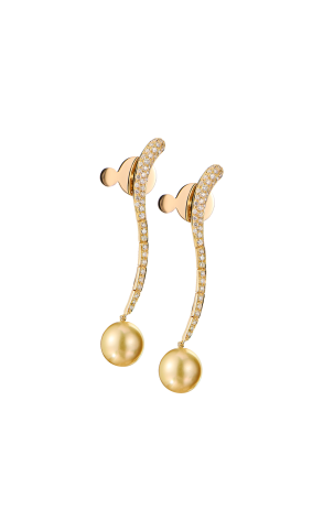 Серьги  Champagne-colored Pearls & Diamonds & Yellow Gold (41485)