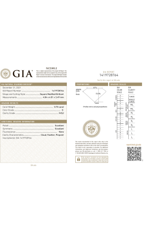 Пусеты DeRosa 0.70 ct G/VVS2 - 0.70 ct G/VVS2 Square Cut Diamonds E283143 (37283) №4