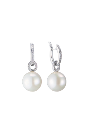 Серьги UTOPIA Gallery Pearl 15,5 мм & Diamond & White Gold (43499)