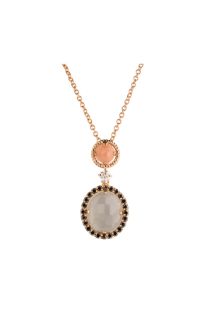 Подвеска Moraglione Isabella Collection Rose Gold & Diamonds & Moonstone (40765)