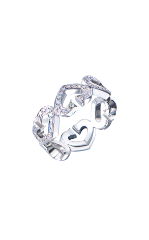 Кольцо  в стиле Cartier C Heart De Cartier White Gold & Diamonds (42401)