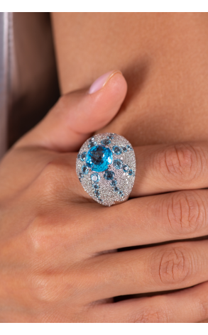 Кольцо RalfDiamonds Natural Blue Topaz 6.80 ct & Round Diamonds 2.36 ct (36910) №2