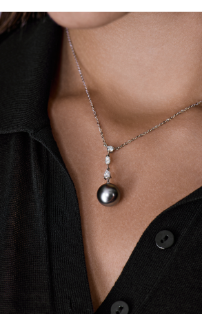 Подвеска Mikimoto 12 мм Black South Sea Pearl & White Gold (41160) №2