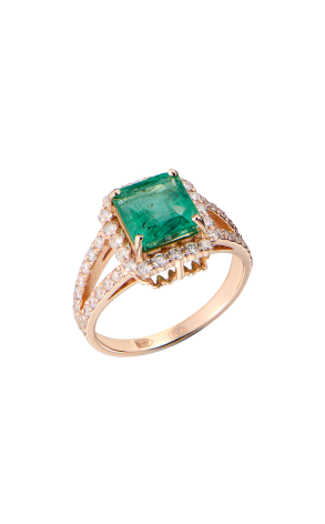 Кольцо  с изумрудом 2,40 ct Light Bluish Green/SI1 и бриллиантами (42620)