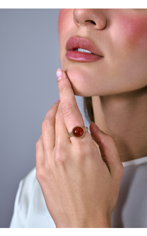 Кольцо Van Cleef & Arpels Perlée couleurs Rose Gold & Carnelian VCARPJMV54 (41004) №2