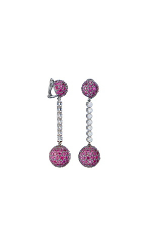 Серьги Maximilian White Gold & Rubies & Diamonds (42011)