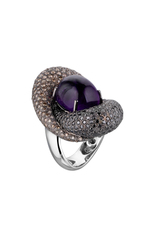 Кольцо RalfDiamonds Fancy Brown & Black Diamonds & Cushion Amethyst RDR (37375)