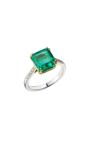 Кольцо  COLOMBIA EMERALD 4,53 ct Intense Bluish Green/VS (42080)