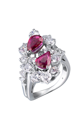 Кольцо  Natural Ruby 1.10 ct Deep Purplish Red & Diamonds 2.19 ct (36306)