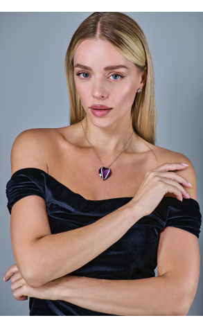 Подвеска Gianni Lazzaro Amethyst Heart & Round Cut Diamonds (40346) №2