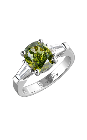 Кольцо  с бриллиантом 3,02 ct Fancy Vivid Yellowish Green/VS2 (36139)