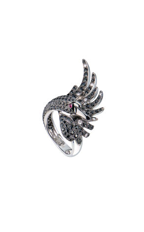 Кольцо Boucheron CYPRIS, THE SWAN RING BLACK SAPPHIRES & White Diamonds JRG01476; JRG01477 (38290) №3
