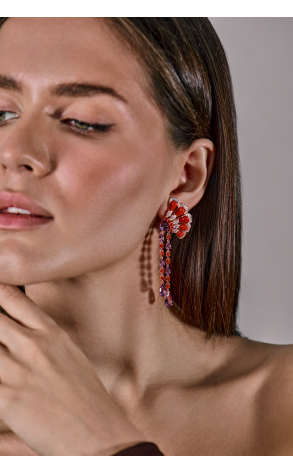 Серьги  Peacock Collection Coral & Amethyst & Topaz & Diamond (41870) №2