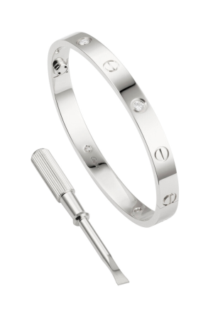 Браслет Cartier Love 4 Diamond Classic Model White Gold (SIZE 17) CRB6070117 (41554) №2