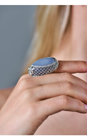 Кольцо Carrera y Carrera Sierpes Maxi White Gold & Chalcedony & Diamonds DA13600 (40628) №3