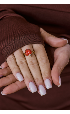 Кольцо De grisogono Coccinelle Collection Coral & Onyx & Diamonds & Yellow Gold Ring (39607) №3