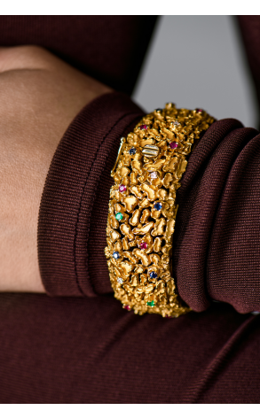 Браслет  Vintage Yellow Gold Сuff Tree Bark (42696) №3
