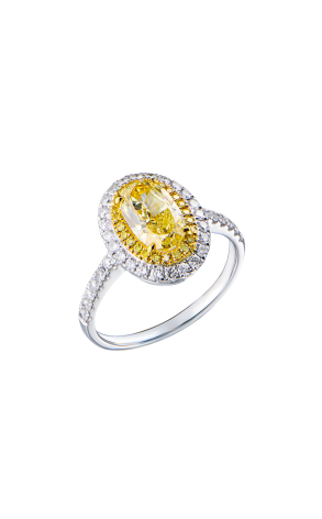 Кольцо GIA 1,20 ct Fancy Yellow/VS2 Oval Cut & White & Yellow Gold (43196)
