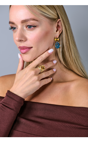 Серьги  Blue Topaz & Orange Citrine & White Gold (41107) №3